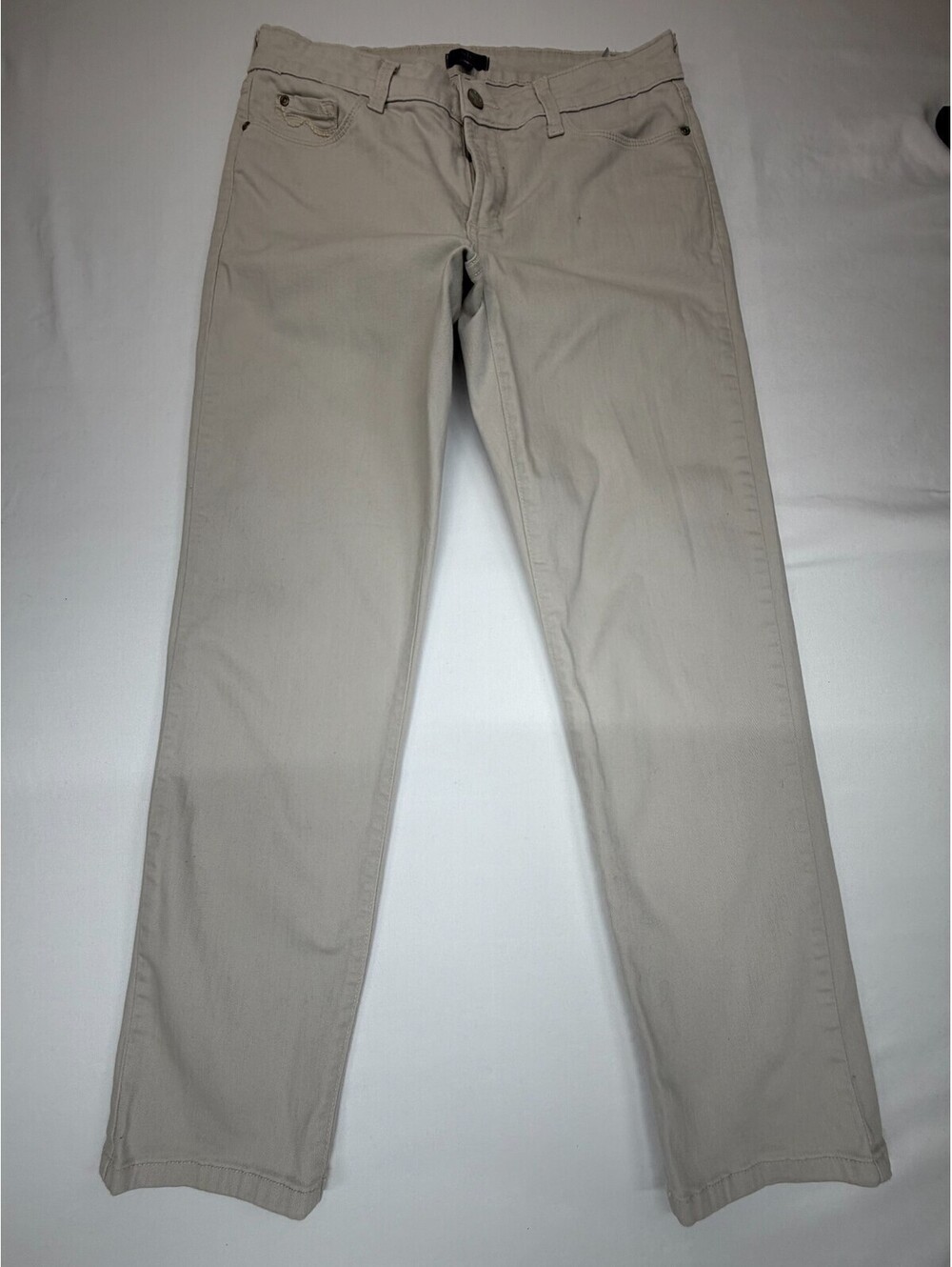 NYxDJ Women's Jeans Ankle Straight Denim Light Wash Mid Rise Size 10 Beige